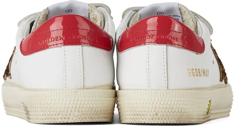 Golden Goose Kids White & Leopard May School Velcro White (GYF00198.F001996.10762)