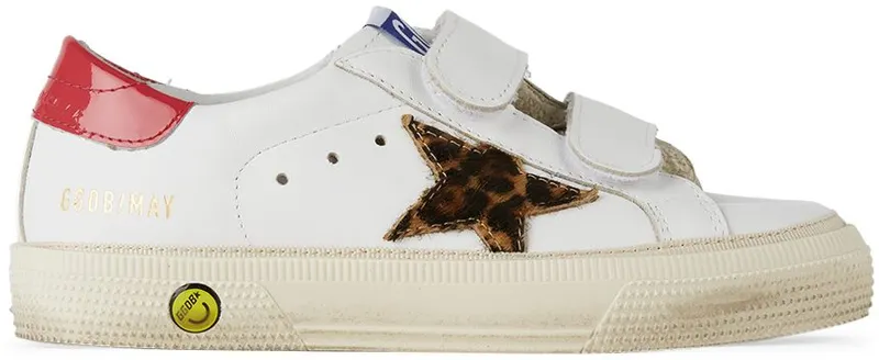 Golden Goose Kids White & Leopard May School Velcro White (GYF00198.F001996.10762)