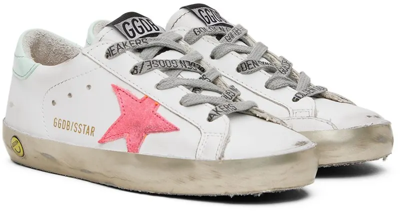 Golden Goose Kids White & Pink Superstar Classic 10977 White/Lobster (GYF00101.F002835.10977)