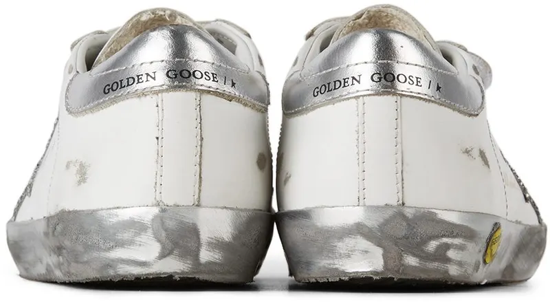Golden Goose Kids White & Silver Glitter Old School Velcro White (GYF00111.F001982.80185)