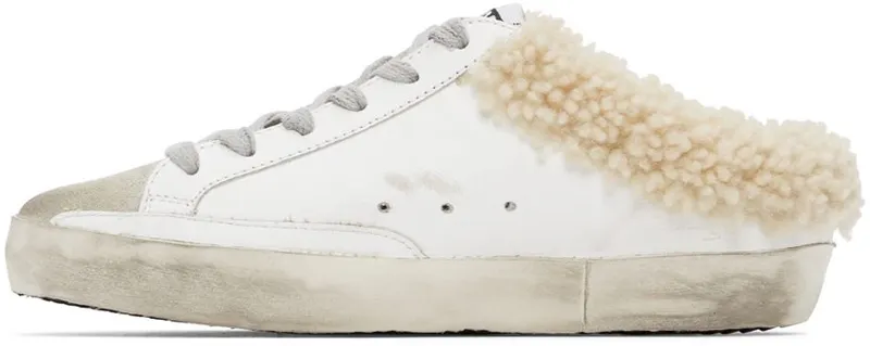 Golden Goose SSENSE Exclusive White & Black Shearling Super-Star White/ Black Glitter (GWF00110.F003014.81504)