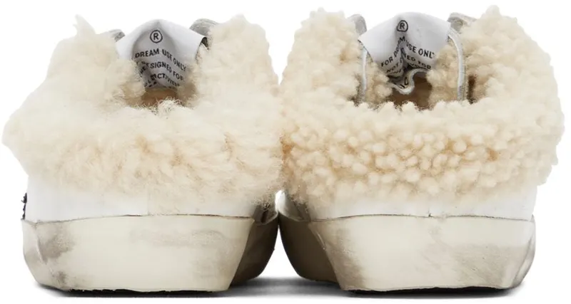 Golden Goose SSENSE Exclusive White & Black Shearling Super-Star White/ Black Glitter (GWF00110.F003014.81504)