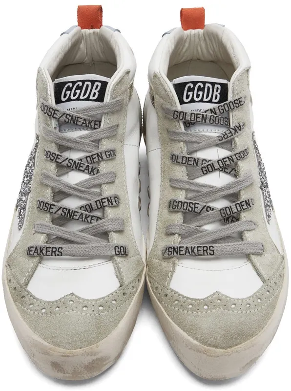 Golden Goose SSENSE Exclusive White & Grey Mid Star Classic Python/Silver (GWF00122.F003015.81689)