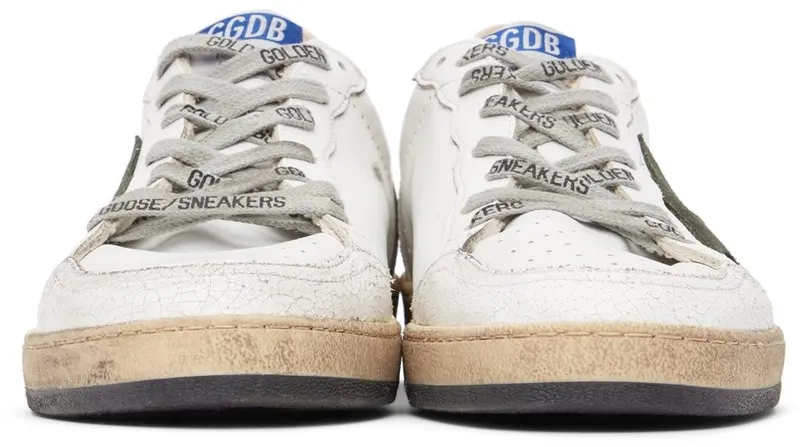 Golden Goose White & Black Ball Star WHITE/MILITARY GREE (GMF00117.F002097.10781)