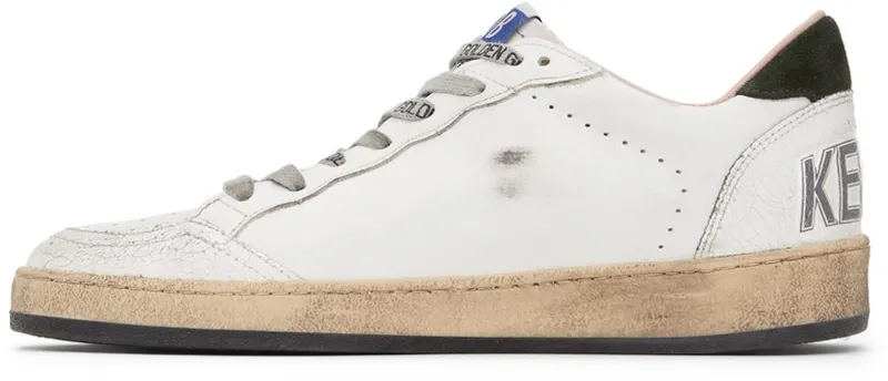 Golden Goose White & Black Ball Star WHITE/MILITARY GREE (GMF00117.F002097.10781)