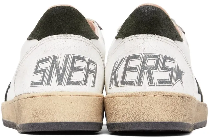 Golden Goose White & Black Ball Star WHITE/MILITARY GREE (GMF00117.F002097.10781)