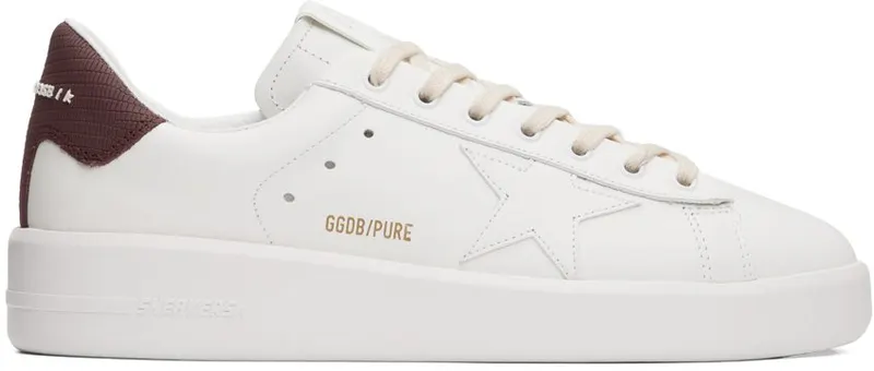 Golden Goose White & Burgundy Purestar 10360 WHITE/BORDEAUX (GMF00197.F003251.10360)