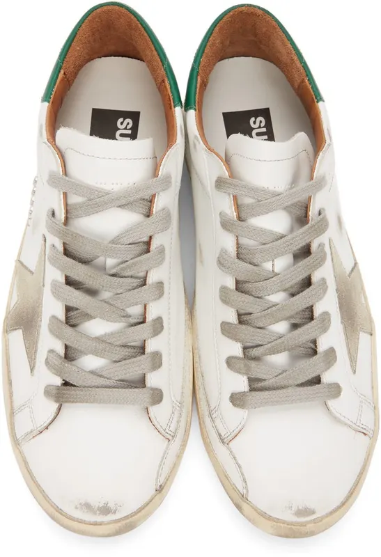 Golden Goose White & Green Suede Super-Star WHT/ICE/GRN (GMF00102.F002180.1080)
