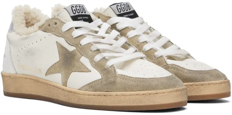 Golden Goose White & Taupe Ball Star 10876 WHITE/TAUPE/SI (GMF00117.F002464.10876)