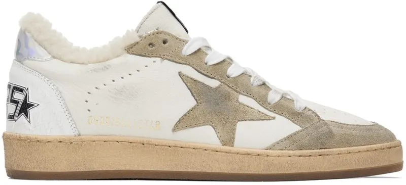 Golden Goose White & Taupe Ball Star 10876 WHITE/TAUPE/SI (GMF00117.F002464.10876)
