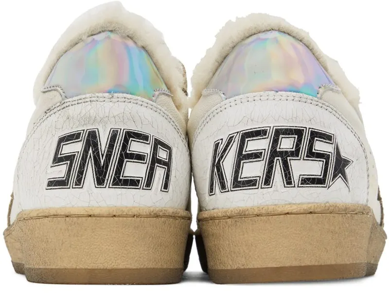 Golden Goose White & Taupe Shearling Ball Star 10876 WHITE/TAUPE/SI (GWF00117.F002464.10876)