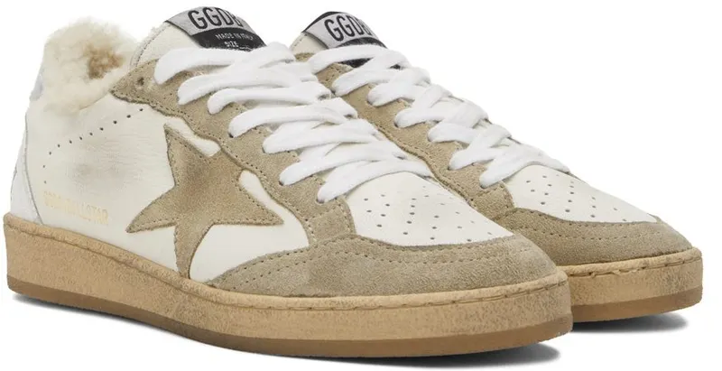 Golden Goose White & Taupe Shearling Ball Star 10876 WHITE/TAUPE/SI (GWF00117.F002464.10876)
