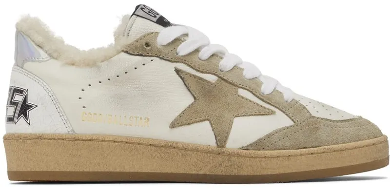 Golden Goose White & Taupe Shearling Ball Star 10876 WHITE/TAUPE/SI (GWF00117.F002464.10876)