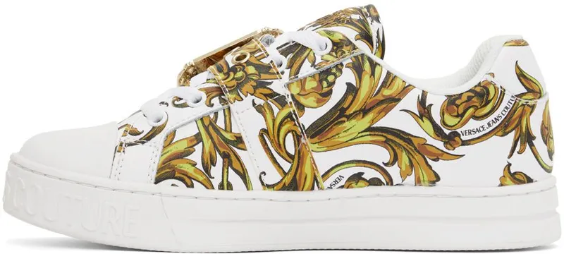 Versace Jeans Couture White Print Court Low-Top Eg03 White/Gold (E72VA3SK9EZP092)