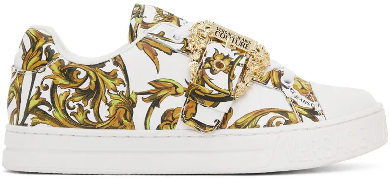 Versace Jeans Couture White Print Court Low-Top Eg03 White/Gold (E72VA3SK9EZP092)