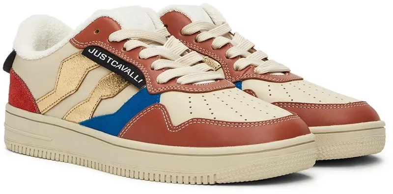 Just Cavalli Beige & Brown Leather Low-Top 968 BURNT BRICK / CR (S08WS0167 P4502)