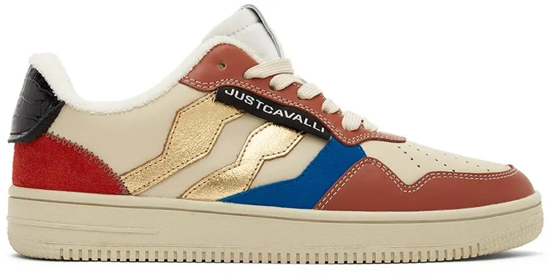 Just Cavalli Beige & Brown Leather Low-Top 968 BURNT BRICK / CR (S08WS0167 P4502)