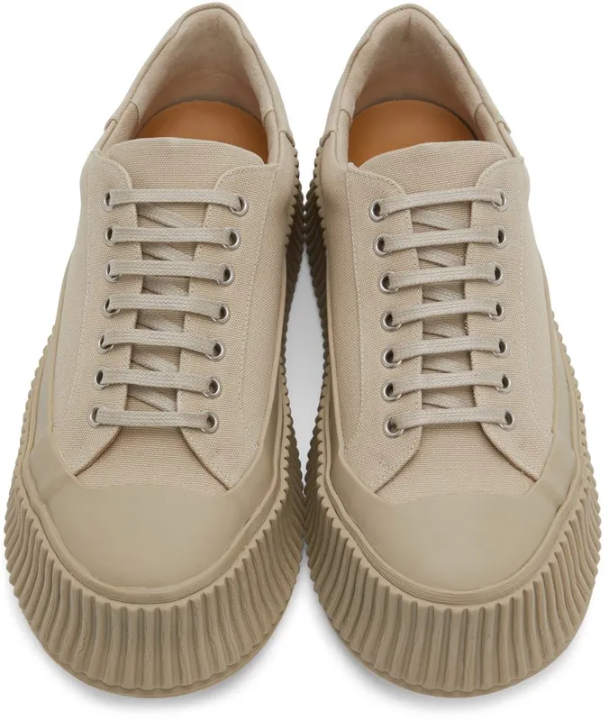 Jil Sander Beige Canvas Platform 251 – Dark Beige (JI32535B_15610)