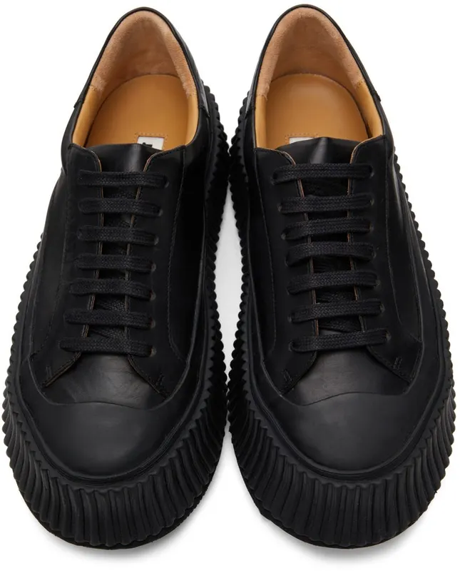 Jil Sander Black Agnellato Platform 001 Black (JS32108A_15010)