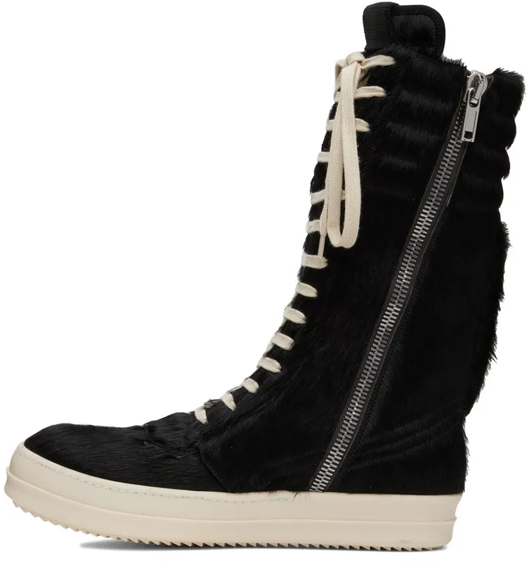 Rick Owens Black Cargobasket Pony Hair 91 BLACK/MILK (RR02B2899 LHL)