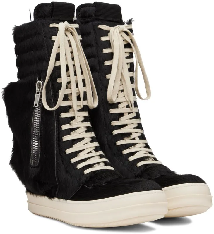 Rick Owens Black Cargobasket Pony Hair 91 BLACK/MILK (RR02B2899 LHL)