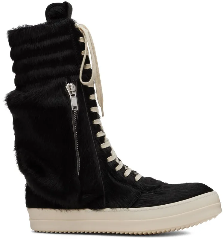 Rick Owens Black Cargobasket Pony Hair 91 BLACK/MILK (RR02B2899 LHL)