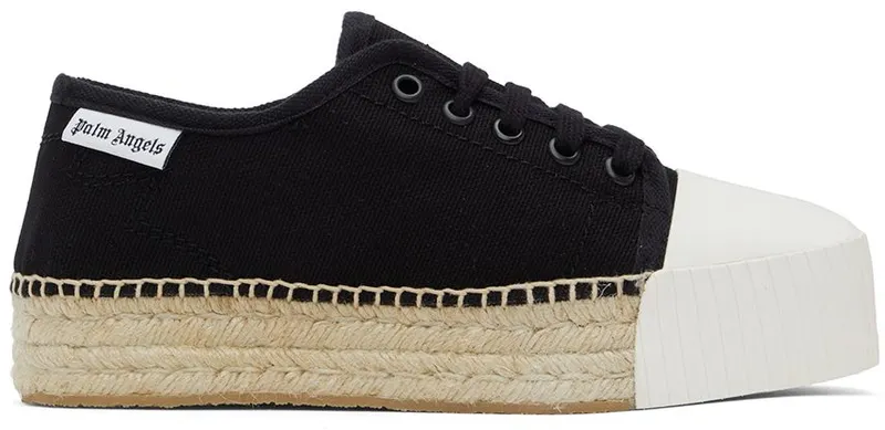 Palm Angels Black Lace-Up Espadrille Black No Color (PWIB003S22FAB0011000)