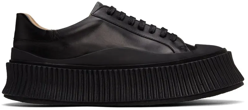 Jil Sander Black Leather Platform 001 Black (JS32108A_14020)