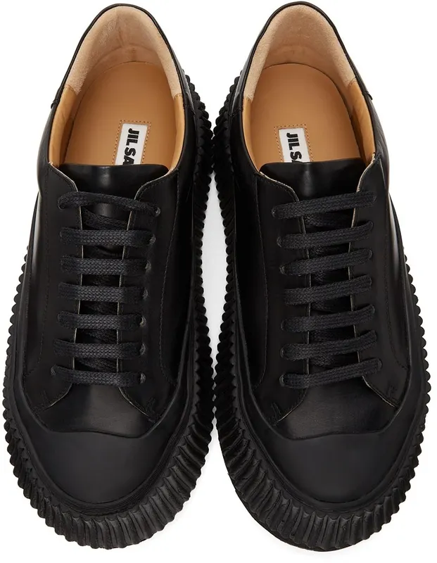 Jil Sander Black Leather Platform 001 Black (JS32108A_14020)