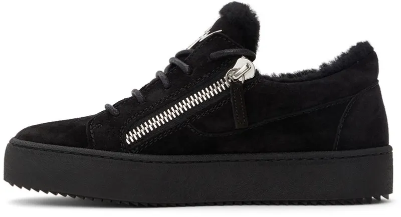 Giuseppe Zanotti Black Shearling Zip Black (RS10054 7831)