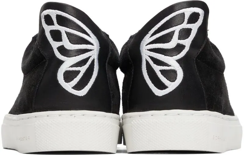 Sophia Webster Black Suede Butterfly Low Black & White (SAW21173)