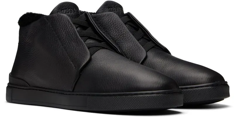 ZEGNA Black Triple Stitch Sneaker NEE (LHCLM-S5137Z)