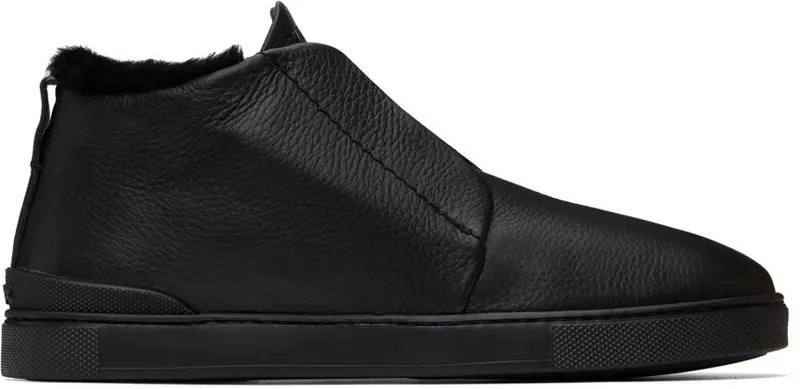 ZEGNA Black Triple Stitch Sneaker NEE (LHCLM-S5137Z)