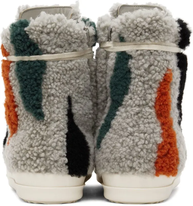 Rick Owens Gray Strobe Shearling 08Z11 ZEBRA/MILK (RU02B2890 LSHPZE)