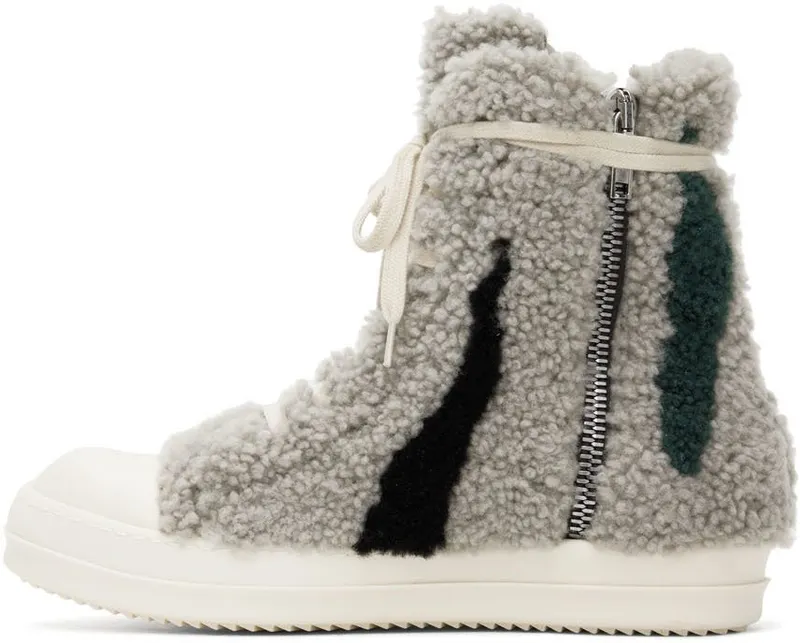 Rick Owens Gray Strobe Shearling 08Z11 ZEBRA/MILK (RU02B2890 LSHPZE)