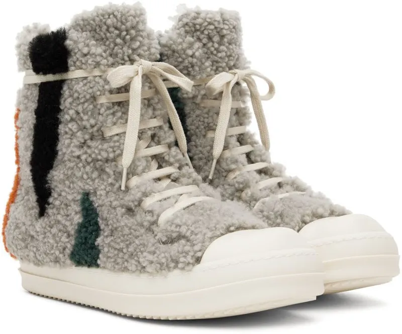 Rick Owens Gray Strobe Shearling 08Z11 ZEBRA/MILK (RU02B2890 LSHPZE)