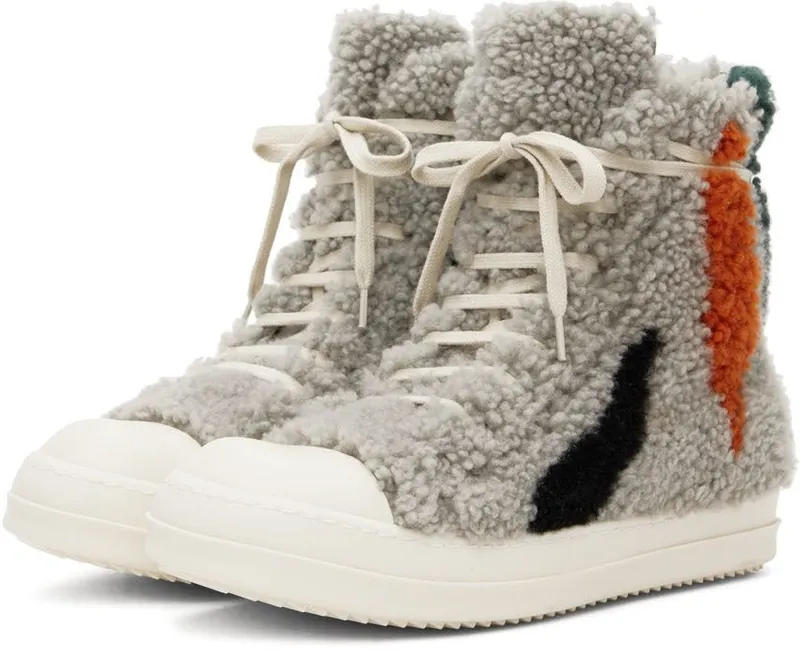 Rick Owens Gray Strobe Shearling 08Z11 ZEBRA/MILK (RU02B2890 LSHPZE)