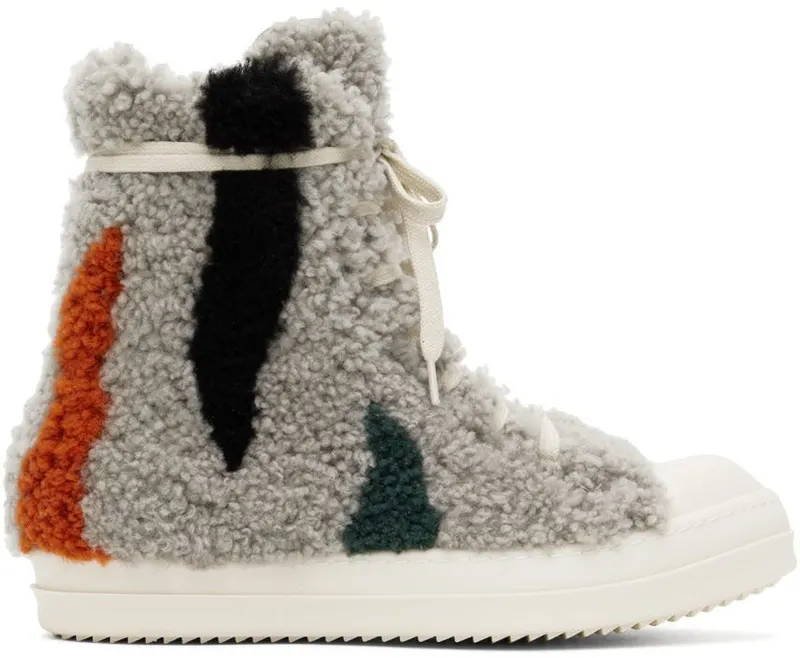 Rick Owens Gray Strobe Shearling 08Z11 ZEBRA/MILK (RU02B2890 LSHPZE)