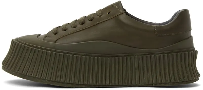 Jil Sander Khaki Leather Platform 210 Dark Brown (JS32108A_13032)