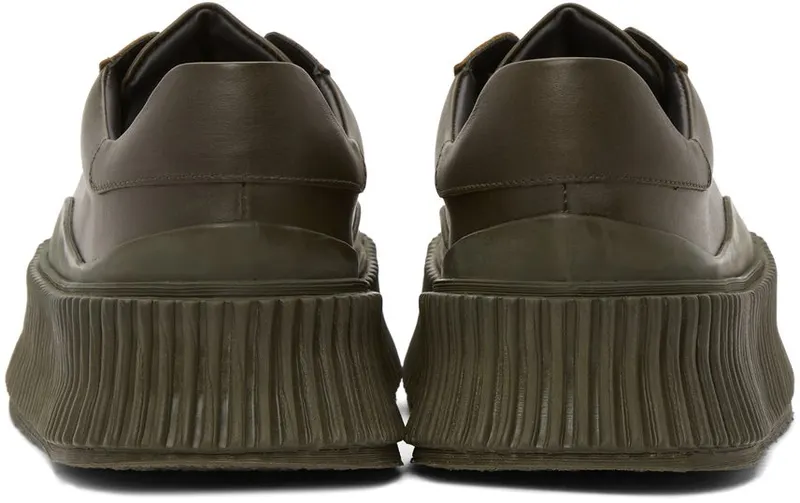 Jil Sander Khaki Leather Platform 210 Dark Brown (JS32108A_13032)