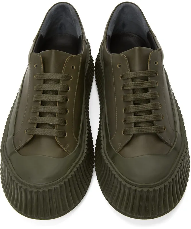 Jil Sander Khaki Leather Platform 210 Dark Brown (JS32108A_13032)