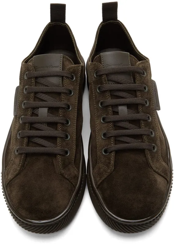 Gianvito Rossi Khaki Suede Low-Top DARK OLIVE+DARK OLIV (S25285-M1DKO-SUC)