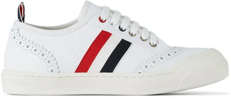 Thom Browne Kids White Side Stripe Low White 100 (KFD02V-07148)