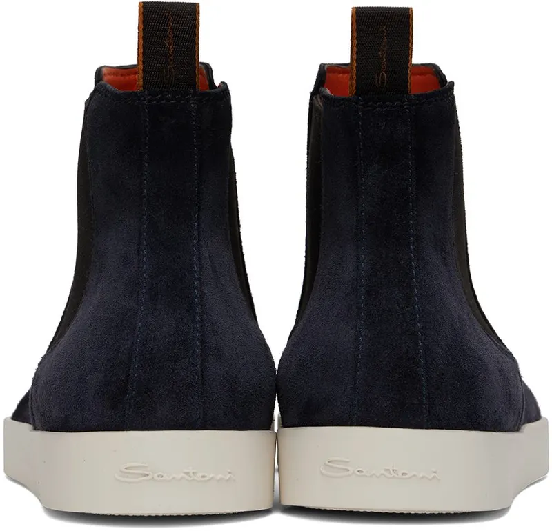 Santoni Navy Bulkhead Chelsea Boots BLUE-U60 (MGAI17833PANEGEXU60)
