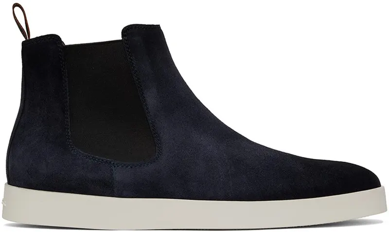 Santoni Navy Bulkhead Chelsea Boots BLUE-U60 (MGAI17833PANEGEXU60)