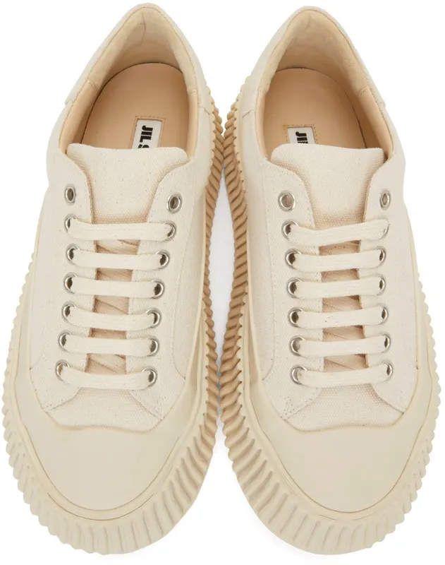 Jil Sander Off-White Canvas Platform 109 Ivory (JS32108B_14180)