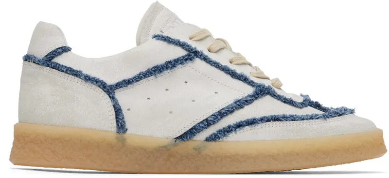 MM6 Maison Margiela Off-White Denim Leather H9365 White/Blu Deni (S66WS0083 P5004)