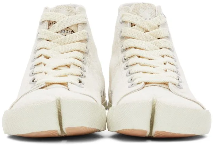 Maison Margiela Off-White Linen Painted Tabi High-Top H8623 White Sand/Wh (S58WS0111 P4040)