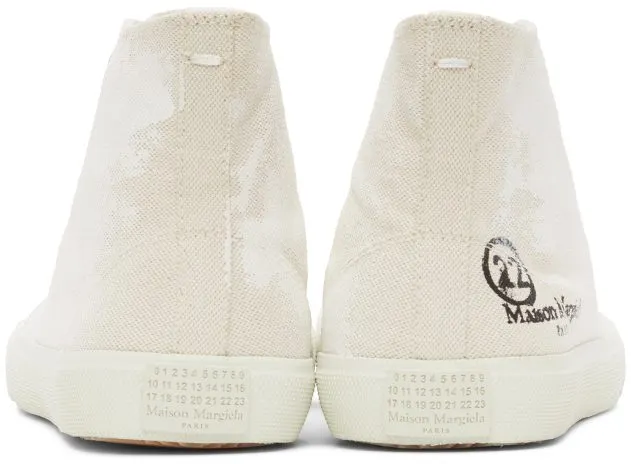 Maison Margiela Off-White Linen Painted Tabi High-Top H8623 White Sand/Wh (S58WS0111 P4040)
