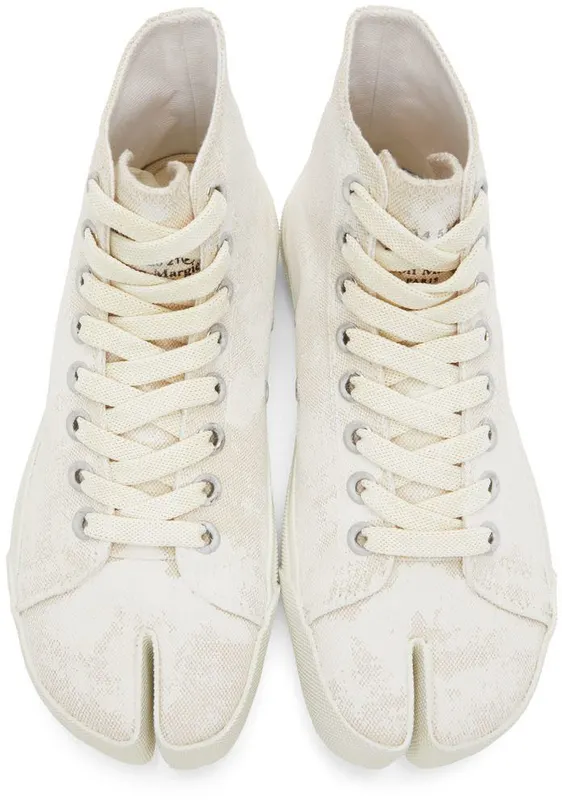 Maison Margiela Off-White Linen Painted Tabi High-Top H8623 White Sand/Wh (S58WS0111 P4040)